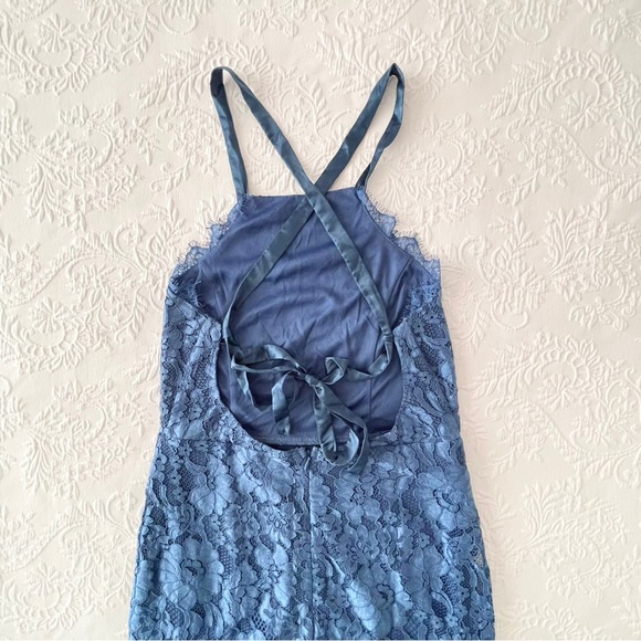 NWOT Lulus Wishful Wanderings Blue Lace Bodycon Midi Dress Medium - Picture 5 of 8
